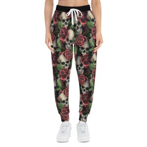 Gothic Skulls & Red Roses Print Athletic Joggers (S.e.P.T.™)