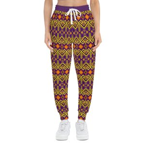 Tribal Maze Geometric Gold & Purple Print Athletic Joggers (S.e.P.T.™)