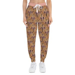 Designer Gold Rose Stripe Print Gold Pockets Athletic Joggers (S.e.P.T.™)