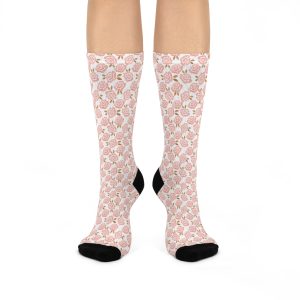 Delicate Dusty Rosebud Pattern Cushioned Crew Socks (S.e.P.T.™)