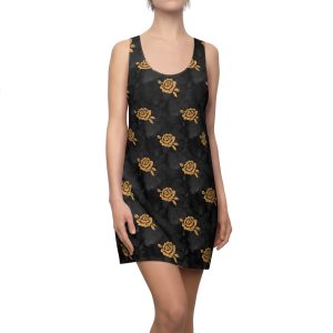 Gold Foil on Black Watercolor Print Women's Racerback Dress (S.e.P.T.™)