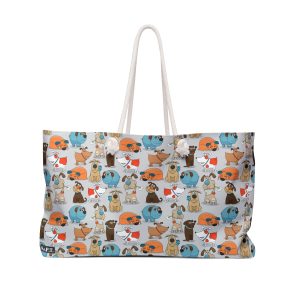 Happy Cartoon Dogs Print Weekender Bag (S.e.P.T.™)