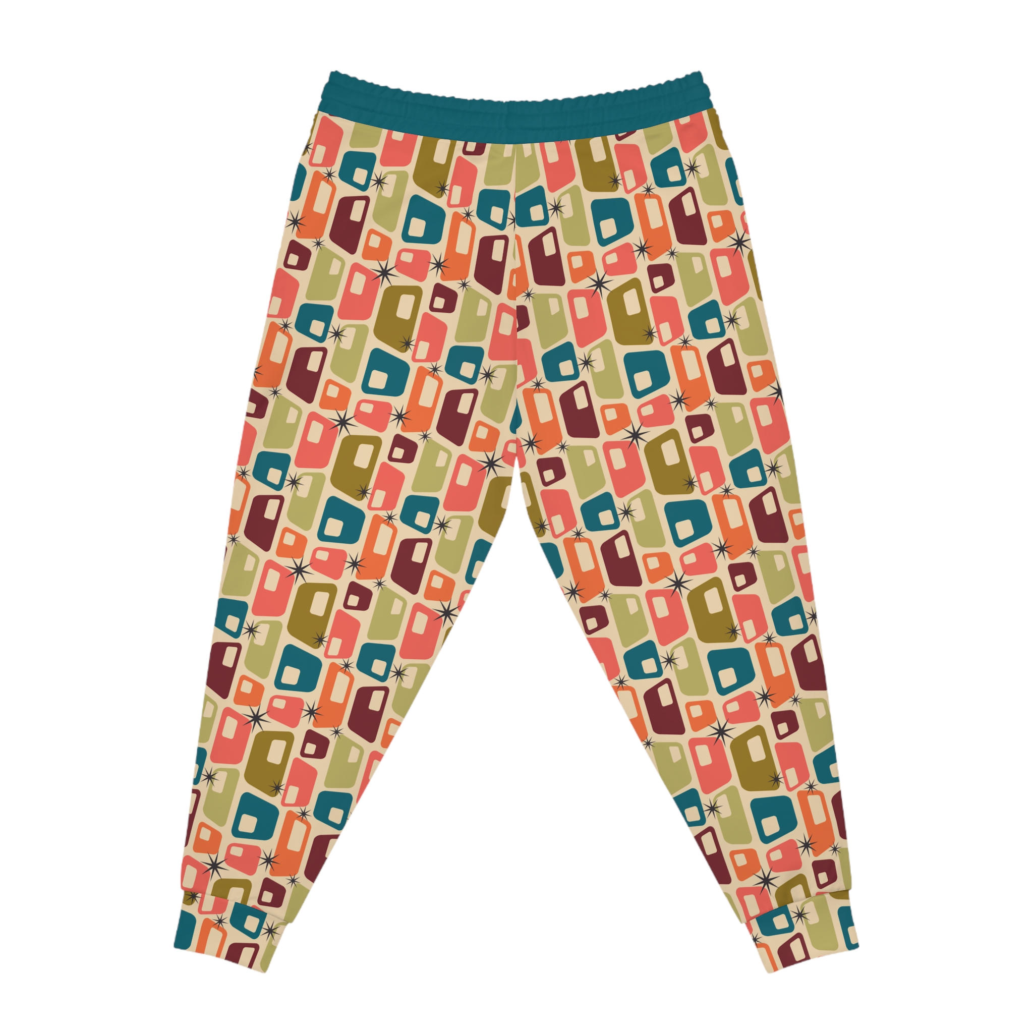 Mid-Century Atomic Retro Squares Print Athletic Joggers (S.e.P.T.™)
