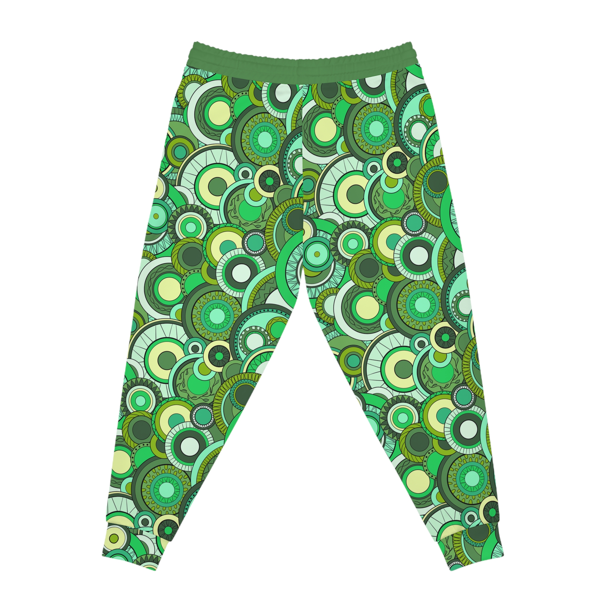 Green Groovy Swirl Mandala Print Athletic Joggers (S.e.P.T.™)