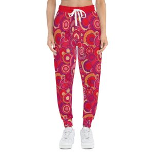 Bright Fuchsia Groovy Swirl Mandala Print Athletic Joggers (S.e.P.T.™)
