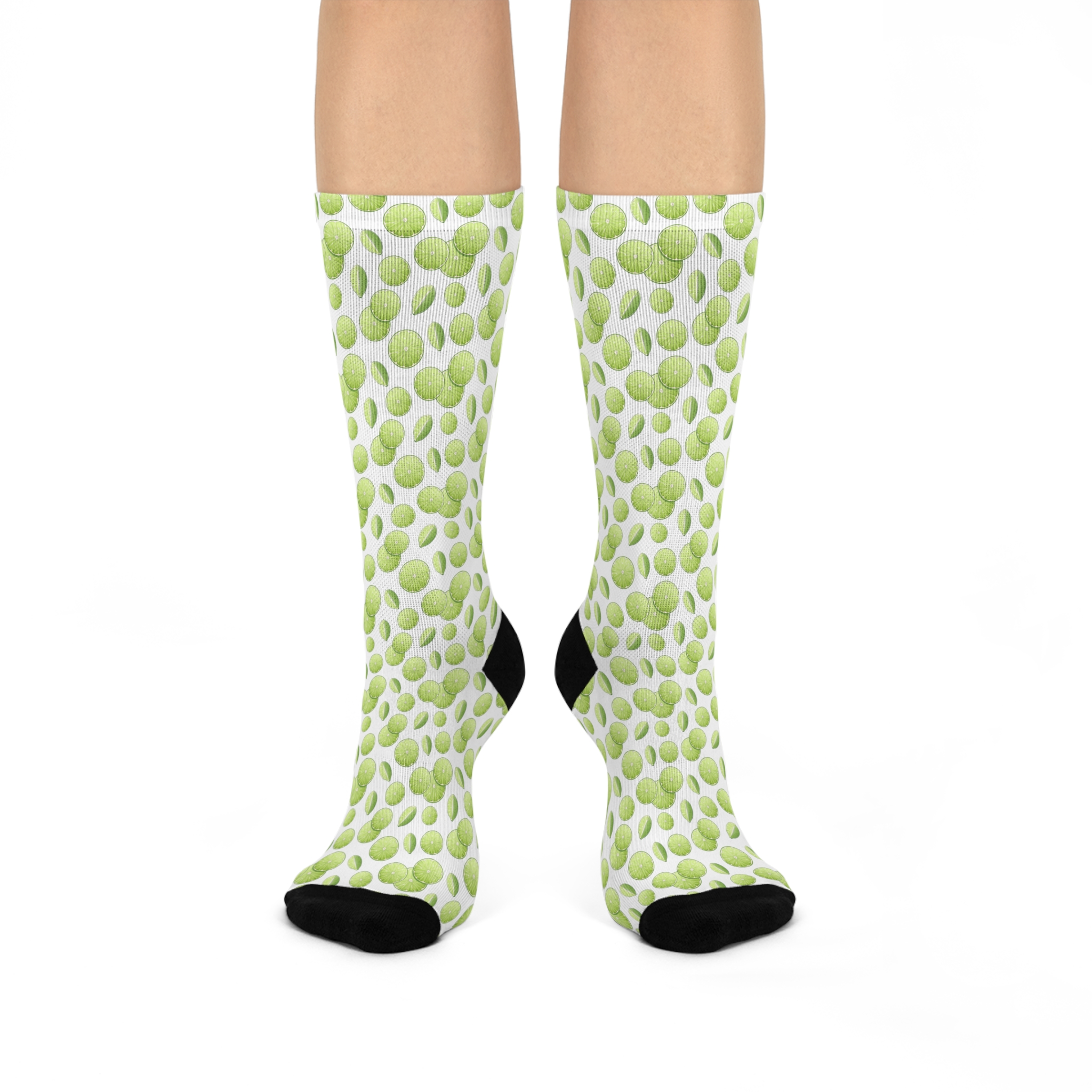 Fresh Lime Slices Pop Art Novelty Cushioned Crew Socks (S.e.P.T.™)