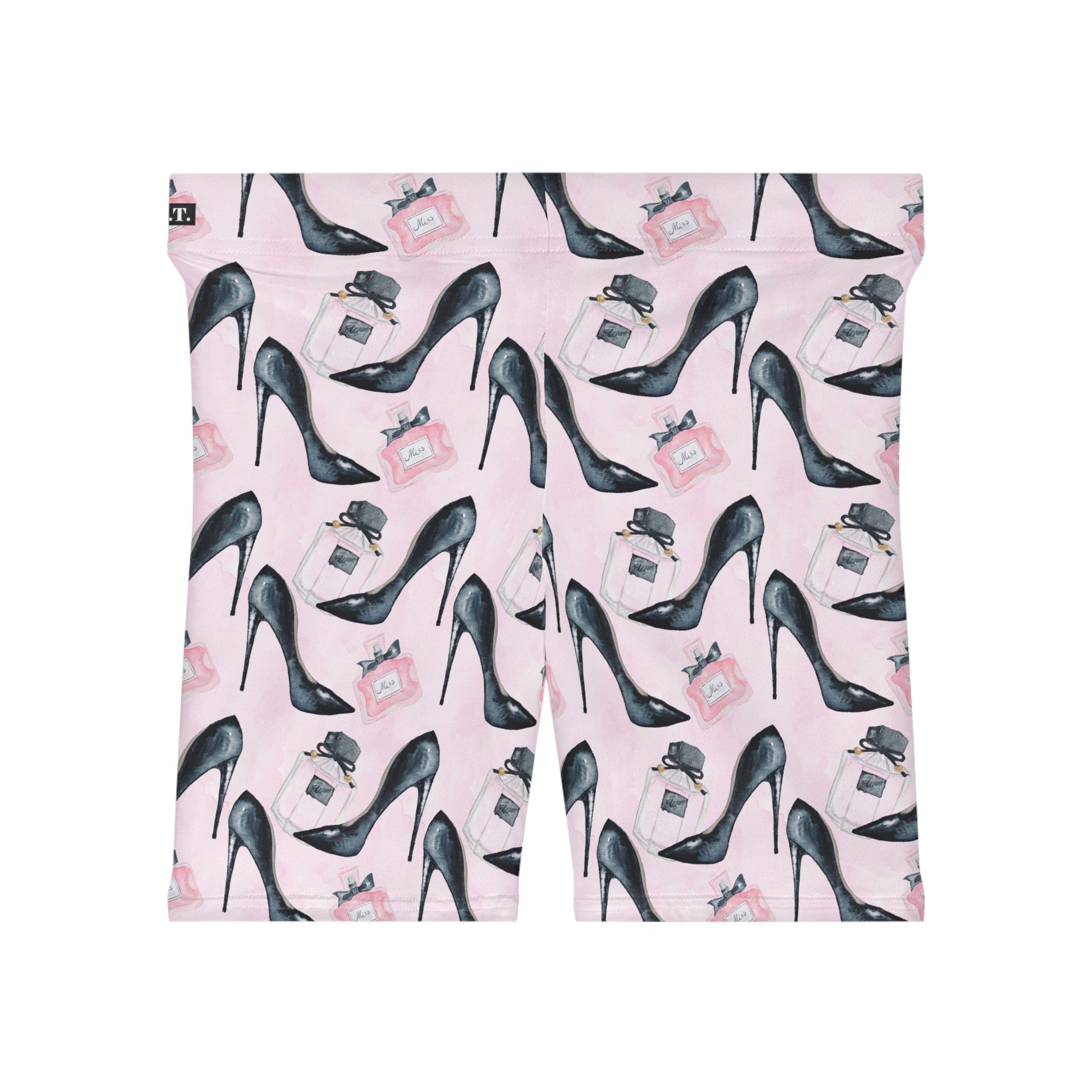 Chic Stiletto Heels & Perfume Luxury Print Women's Biker Shorts (S.e.P.T.™)