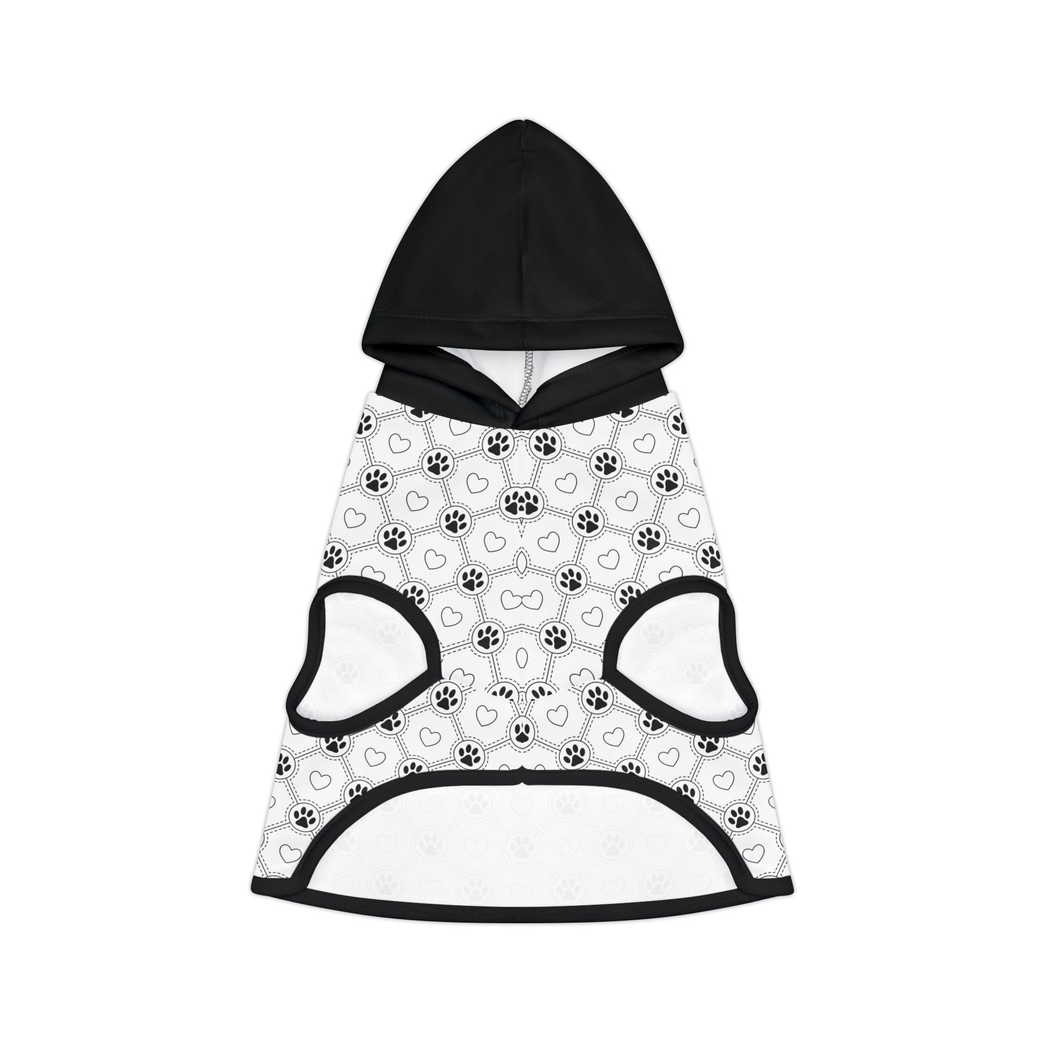 Black & White Heart & Paw Print Cat & Dog Pet Hoodie - (S.e.P.T.™)