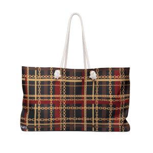 Regal Red Tartan Chain Plaid Print Weekender Bag (S.e.P.T.™)
