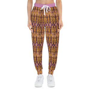 Bohemian Lavender & Tan Geometric Pattern Gold Pockets Athletic Joggers (S.e.P.T.™)