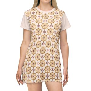 Festive Mandala Snowflake Christmas Print T-Shirt Dress (S.e.P.T.™)