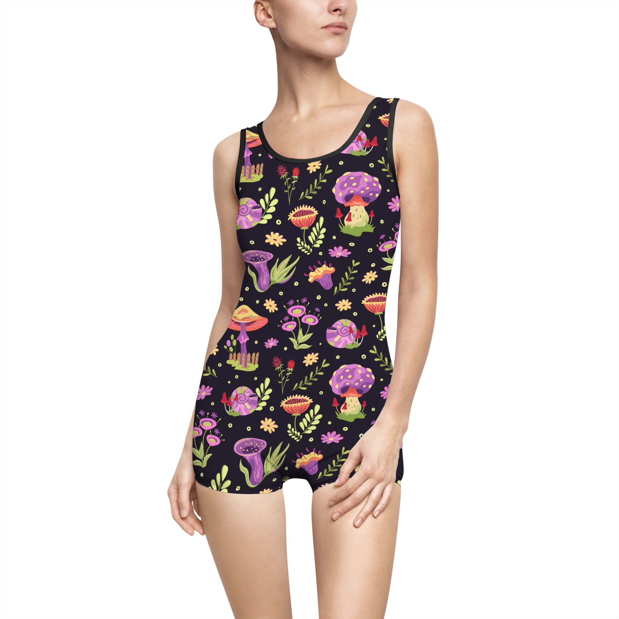 Psychedelic Cottagecore Mushroom Women's Vintage Swimsuit (S.e.P.T.™)