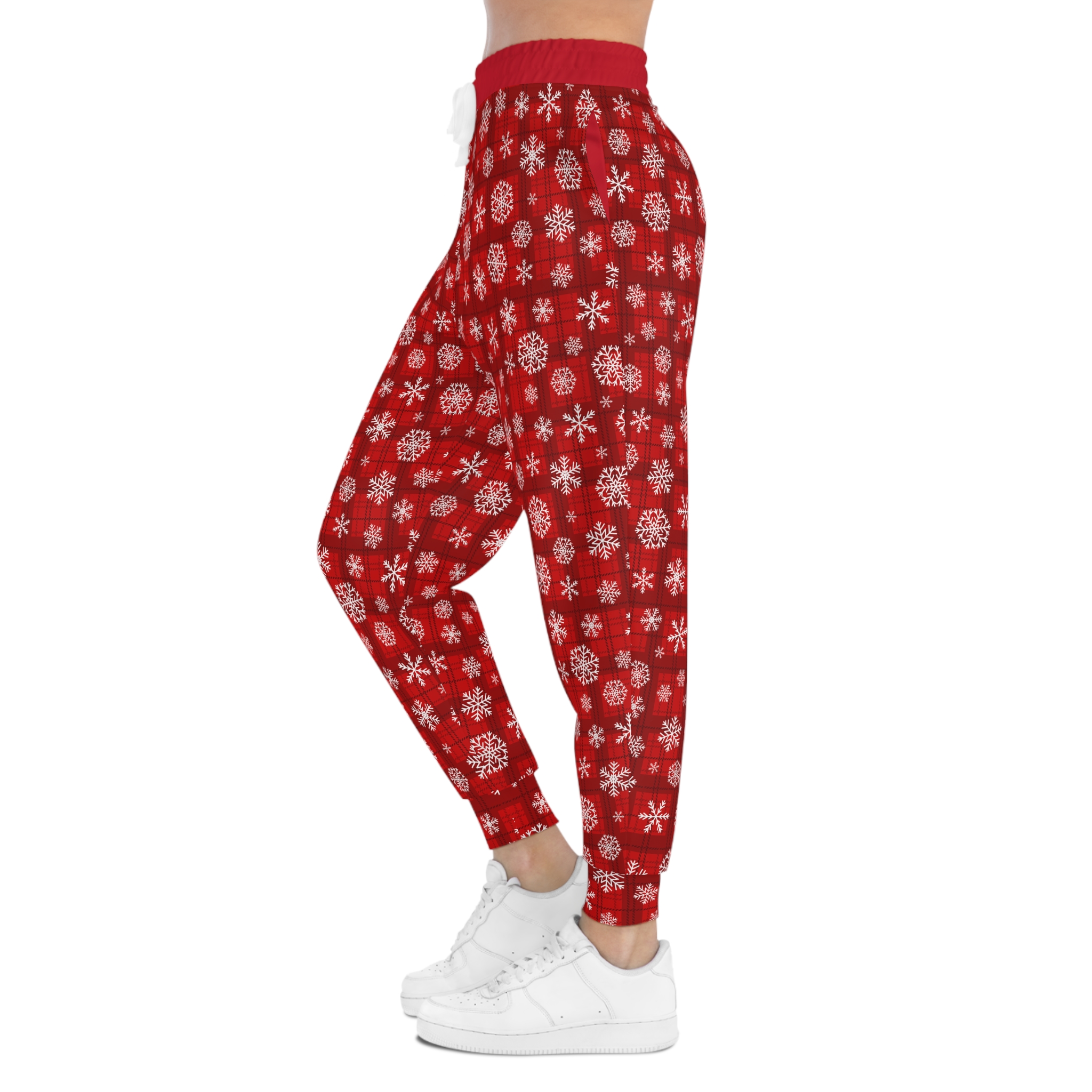 Holiday Cheer Red Tartan Snowflake Athletic Joggers (S.e.P.T.™)