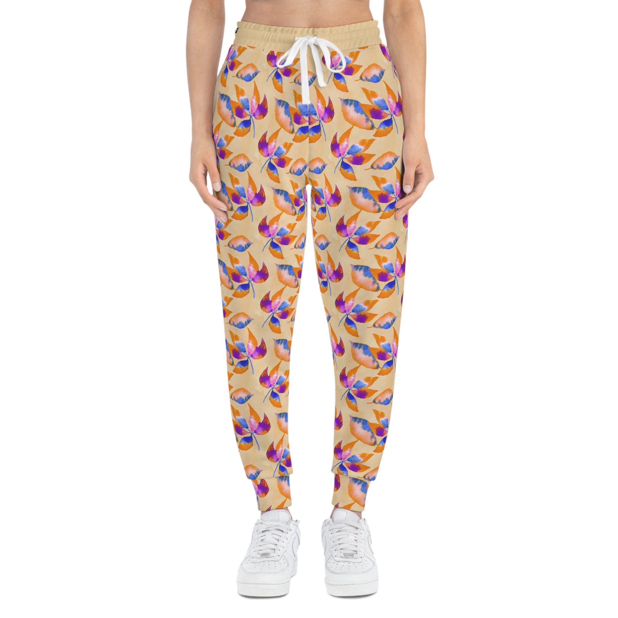 Watercolor Floral Leaf Abstract Print Athletic Joggers (S.e.P.T.™)