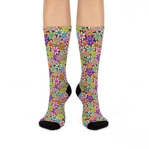 Psychedelic Happy Face Flower Novelty Cushioned Crew Socks (S.e.P.T.™)