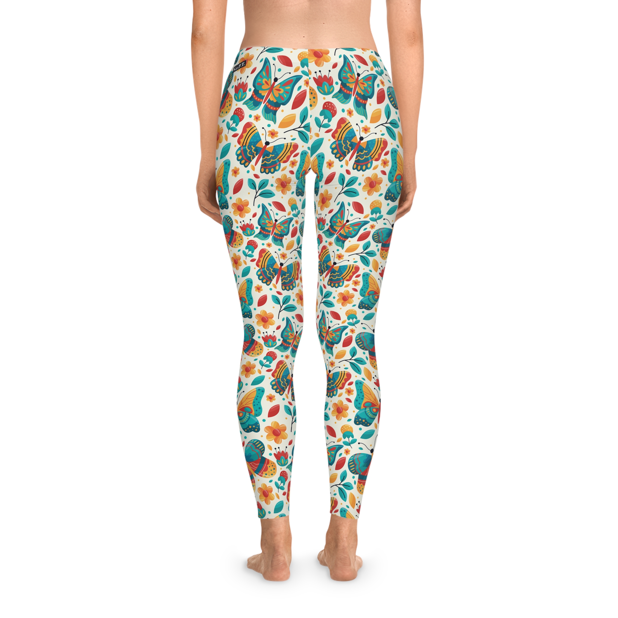 Whimsical Retro Butterfly Garden Print Stretchy Leggings (S.e.P.T.™)