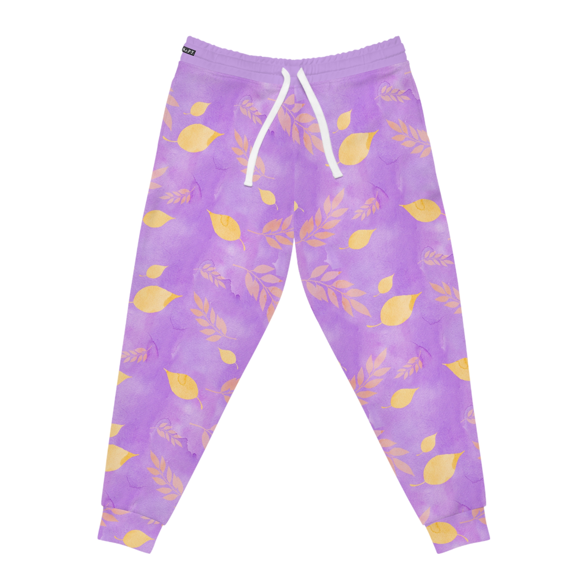 Lavender Watercolor Floral Leaf Abstract Print Athletic Joggers (S.e.P.T.™)