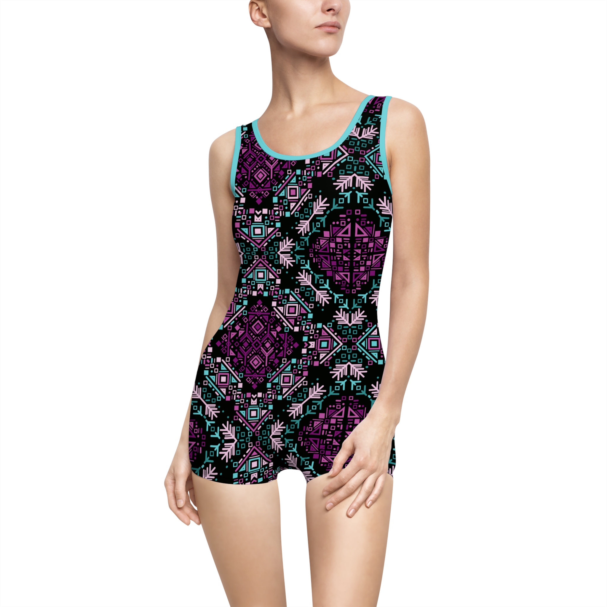 Abstract Tribal Geometric Print Women's Vintage Swimsuit (S.e.P.T.™)