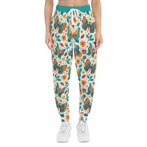 Whimsical Retro Butterfly Garden Print Athletic Joggers (S.e.P.T.™)