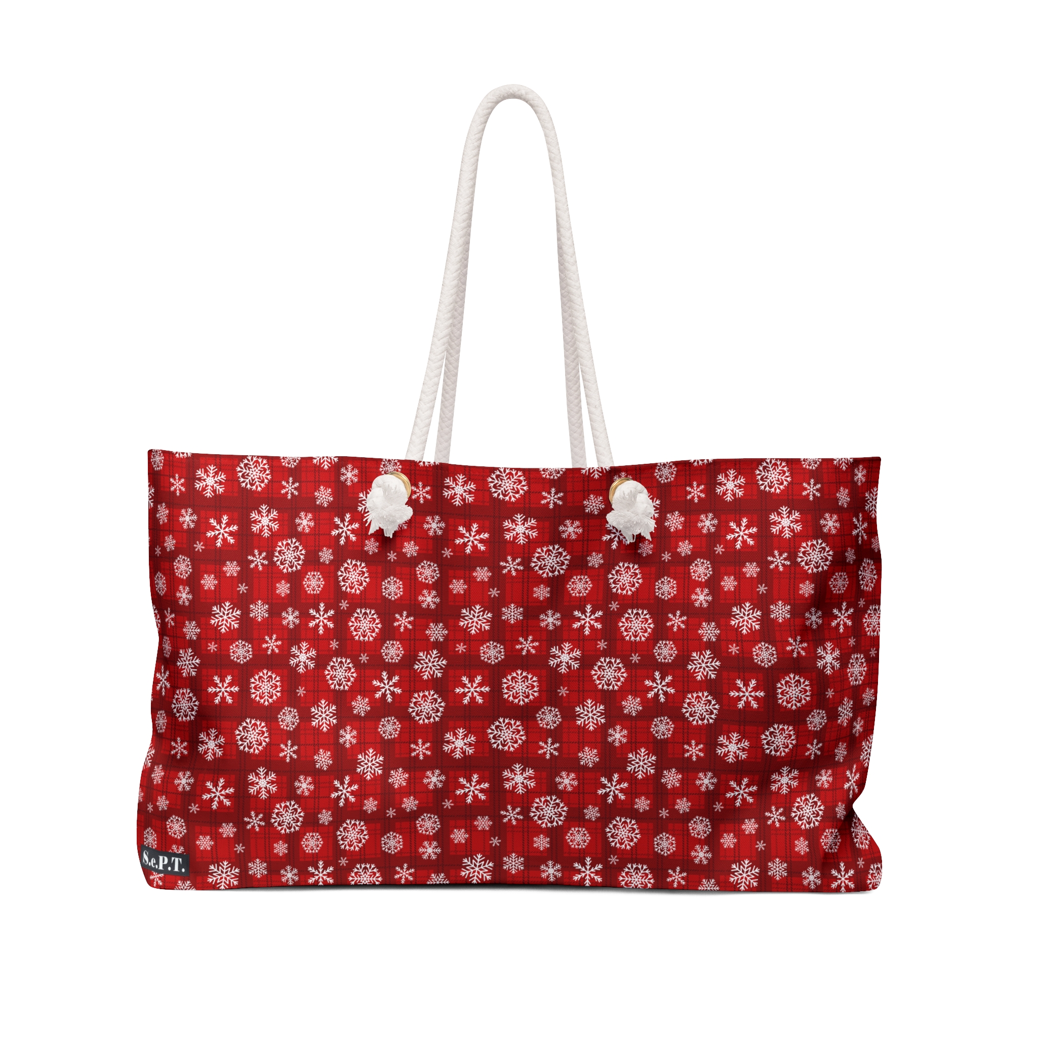 Holiday Cheer Red Tartan Snowflake Print Weekender Bag (S.e.P.T.™)