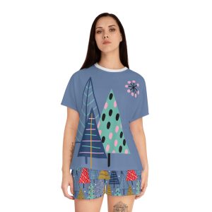 Holiday Tree & Ornament Women's Blue Pajama Set (S.e.P.T.™)