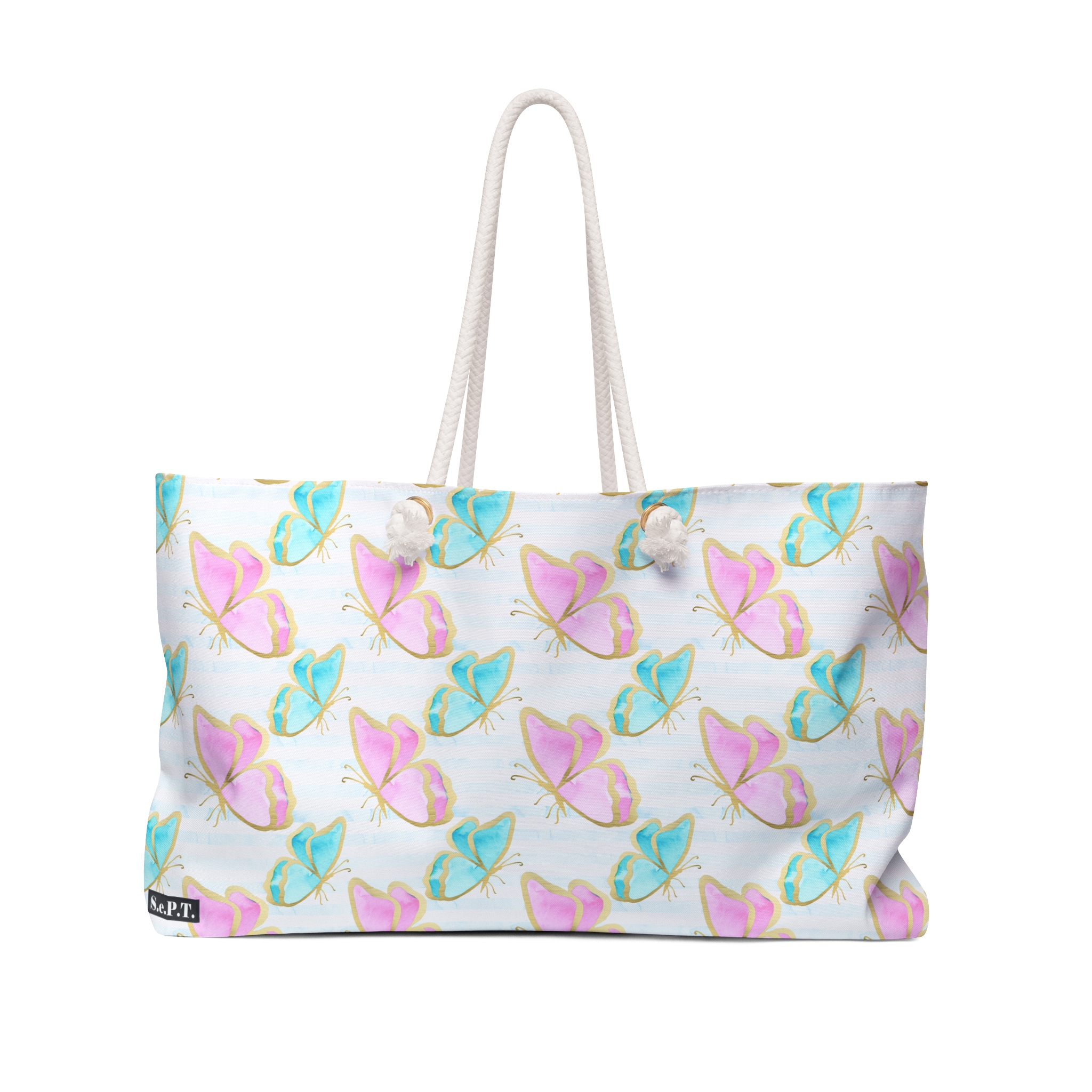 Pastel Gold Trim Butterfly Print Weekender Bag (S.e.P.T.™)