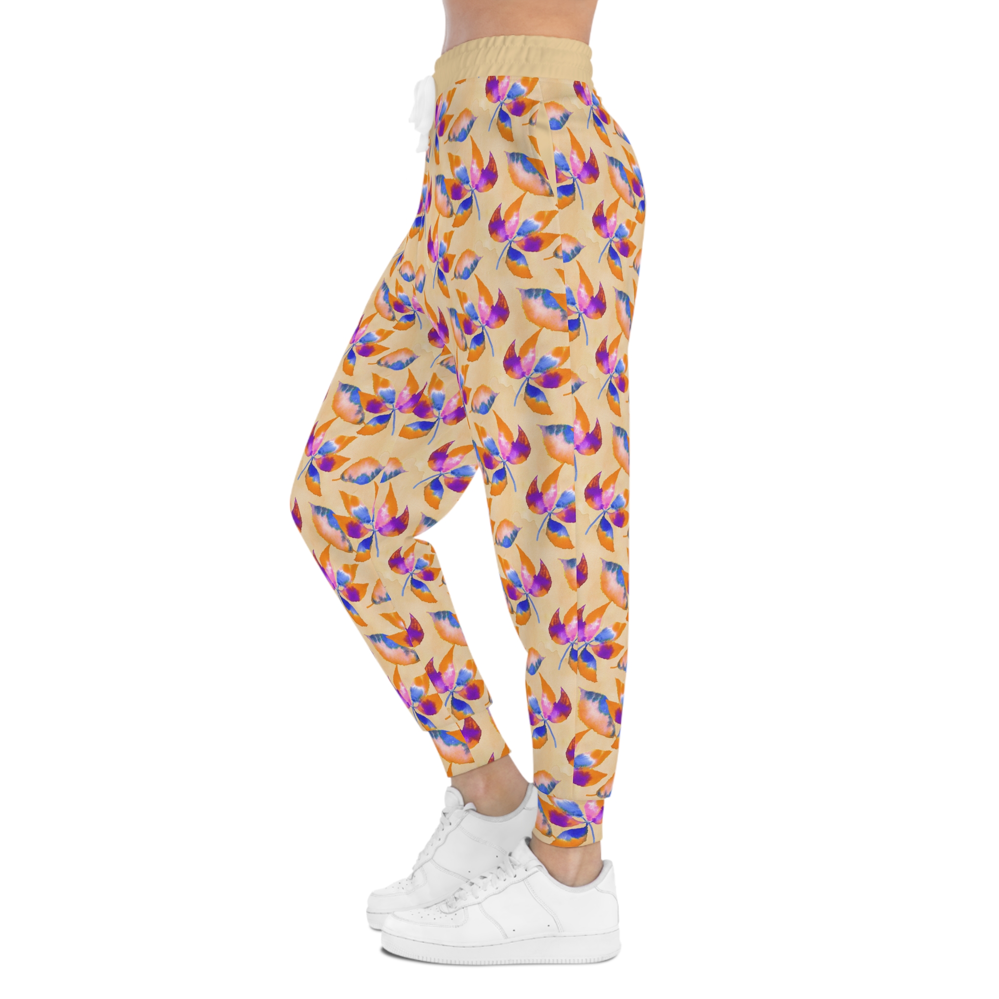 Watercolor Floral Leaf Abstract Print Athletic Joggers (S.e.P.T.™)