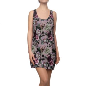 Romantic Vintage Rose Bouquet Botanical Print Women's Racerback Dress (S.e.P.T.™)