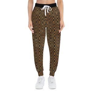 Luxury Gold & Brown Diamond Geometric Print Athletic Joggers (S.e.P.T.™)
