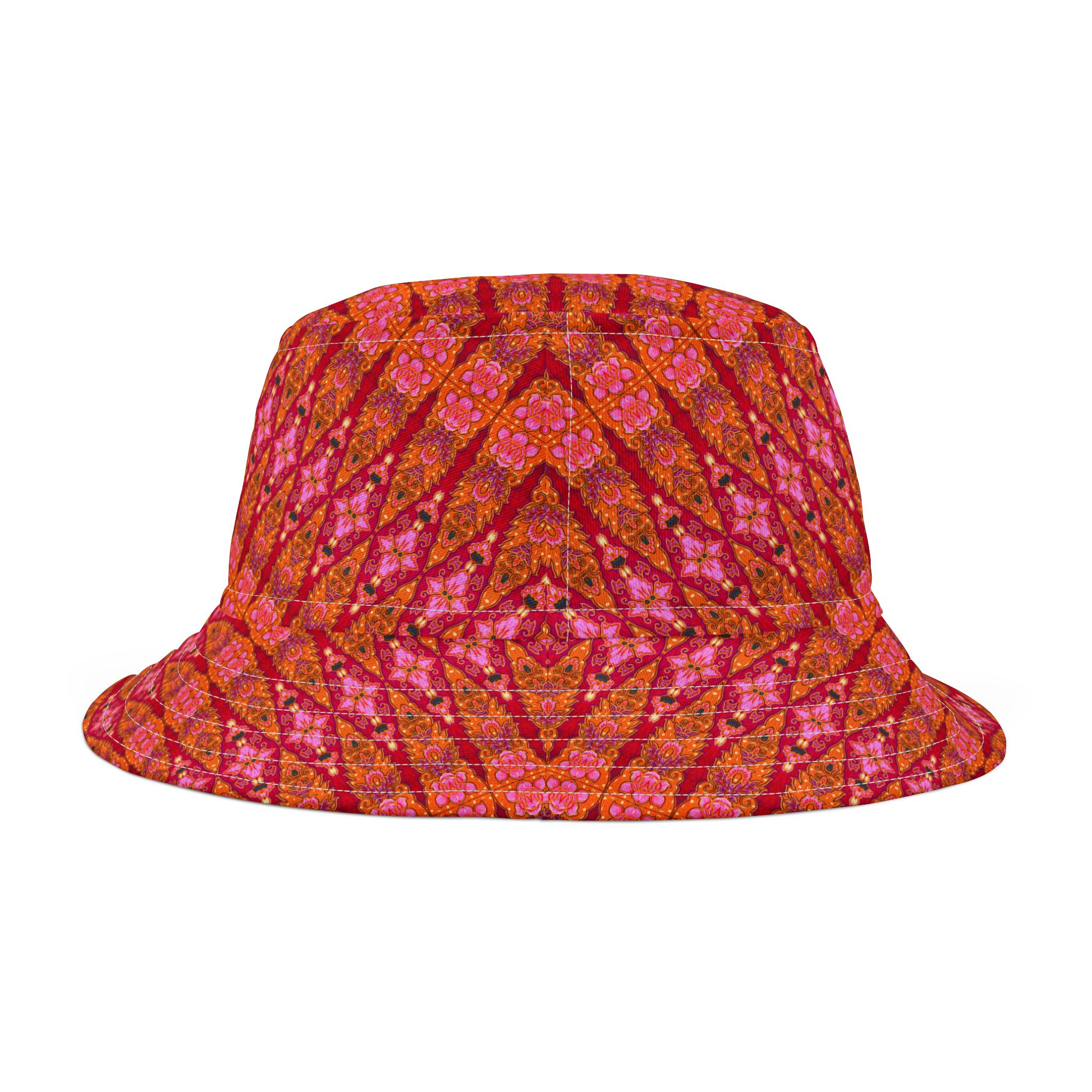 Bohemian Bright Fuchsia & Orange Geometric Bucket Hat (S.e.P.T.™)