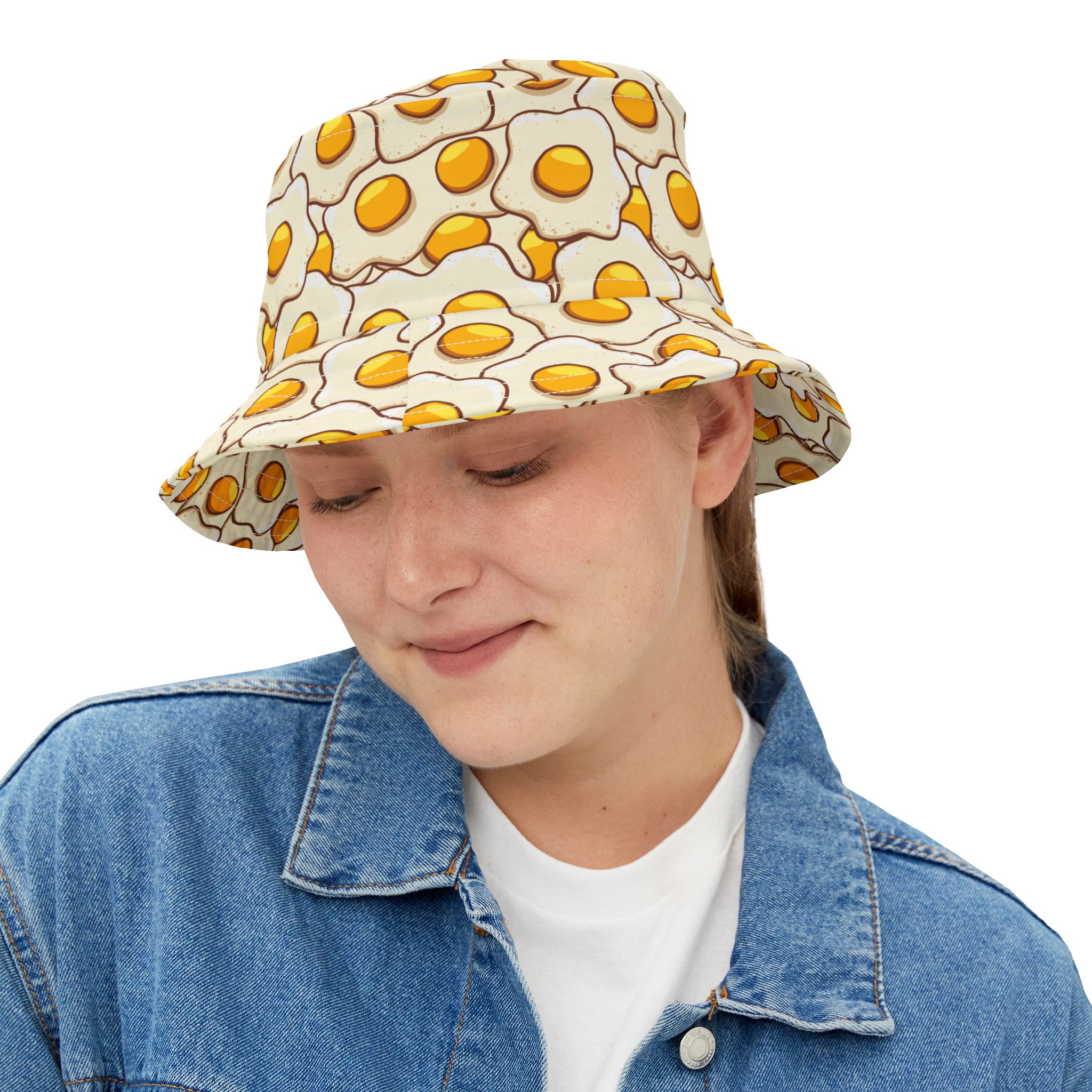 Sunny Side Up Fried Egg Pattern Novelty Bucket Hat (S.e.P.T.™)