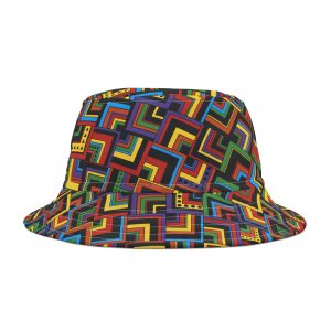 Multi-Colored Retro Corner Block Geometric Print Bucket Hat (S.e.P.T.™)