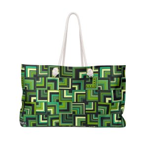 Green Retro Corner Block Geometric Print Weekender Bag (S.e.P.T.™)