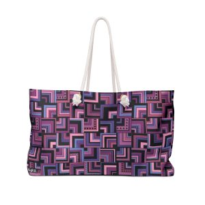 Purple Retro Corner Block Geometric Print Weekender Bag (S.e.P.T.™)