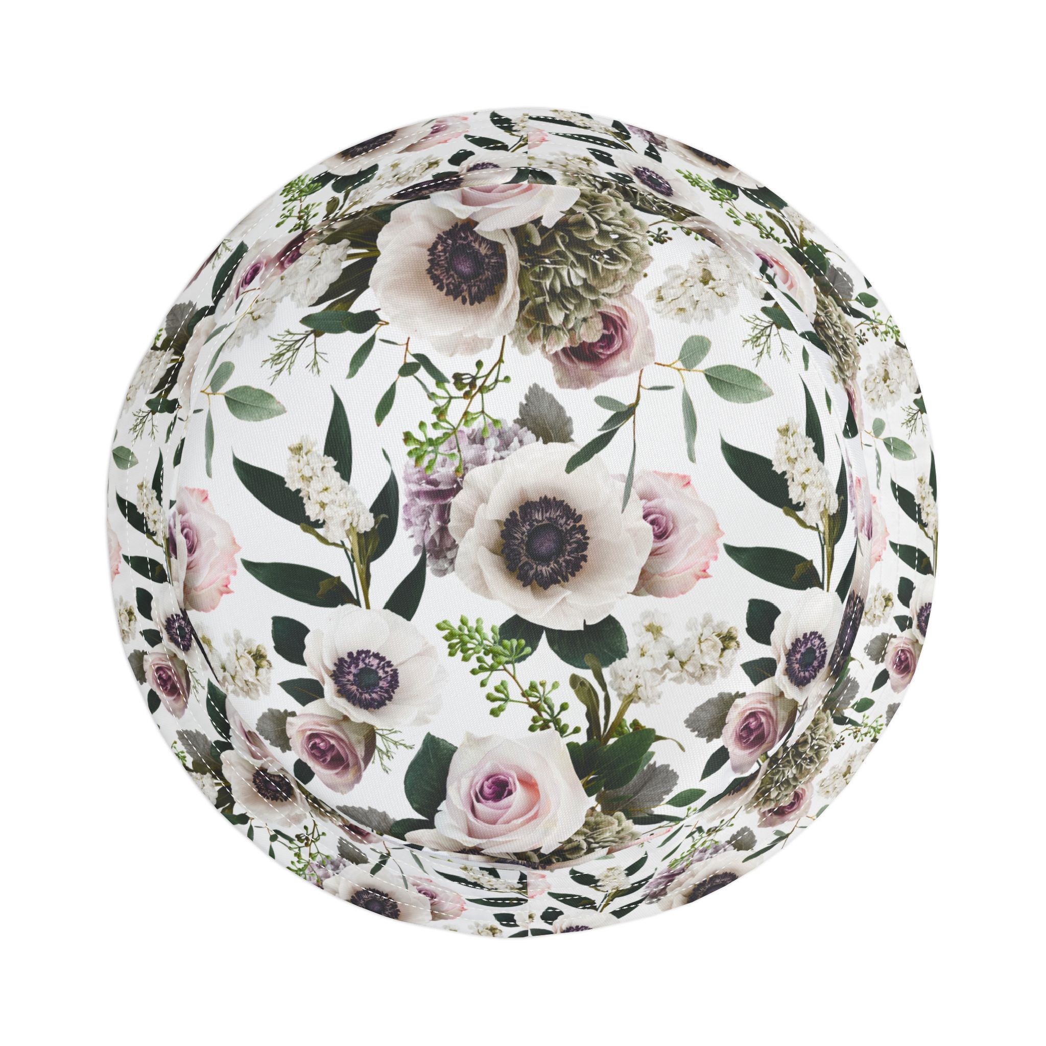 Sophisticated White Moody Floral Print Bucket Hat (S.e.P.T.™)