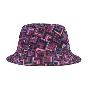 Purple Retro Corner Block Geometric Print Bucket Hat (S.e.P.T.™)