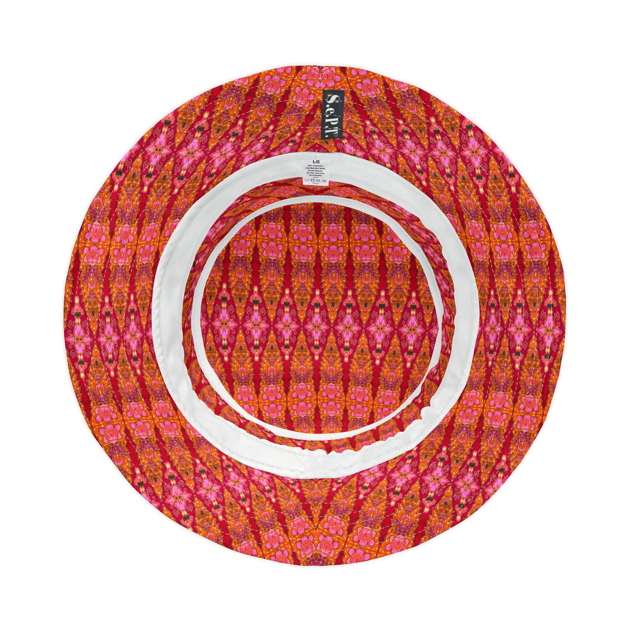 Bohemian Bright Fuchsia & Orange Geometric Bucket Hat (S.e.P.T.™)
