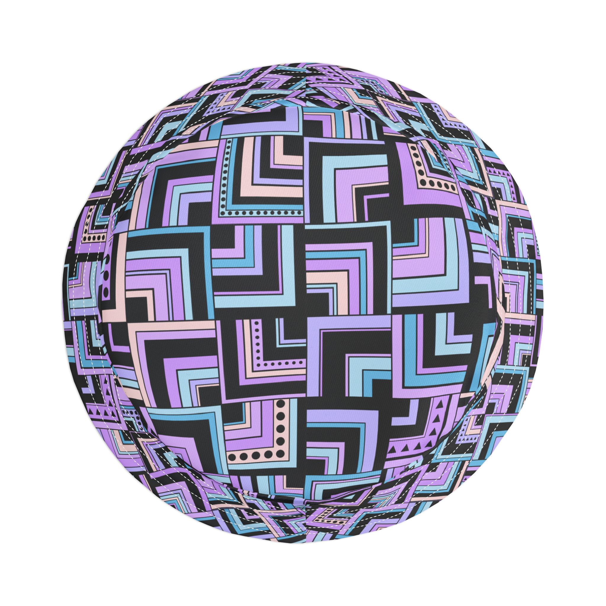 Blue & Lavender Retro Corner Block Geometric Print Bucket Hat (S.e.P.T.™)