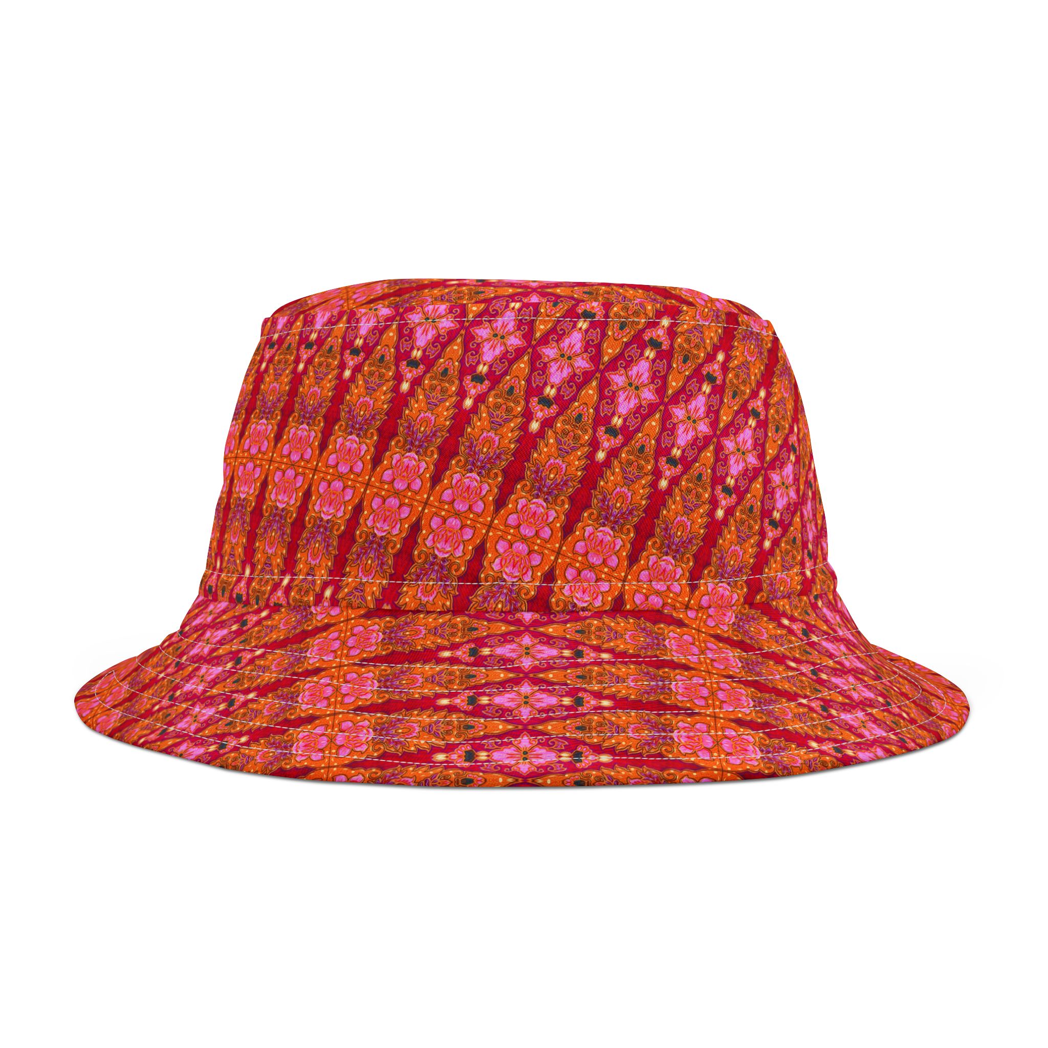 Bohemian Bright Fuchsia & Orange Geometric Bucket Hat (S.e.P.T.™)