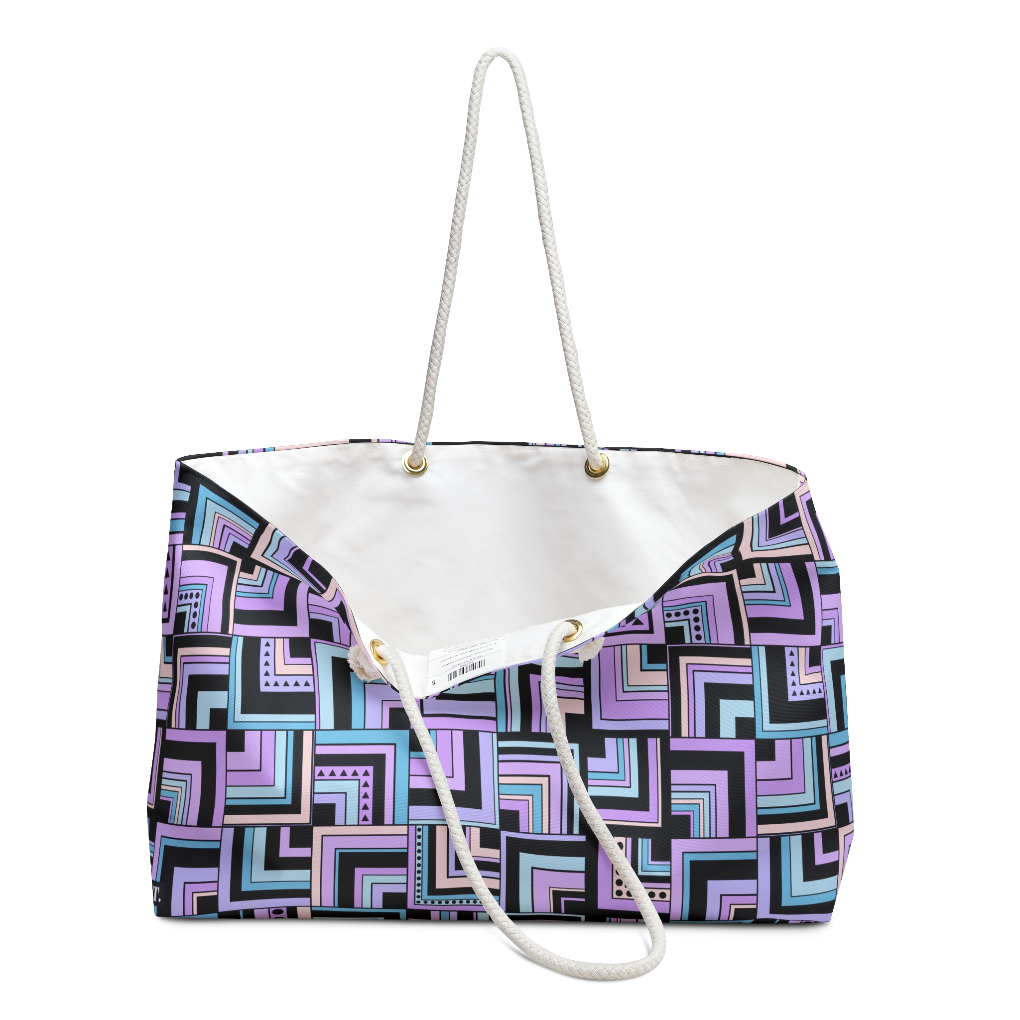 Blue & Lavender Retro Corner Block Geometric Print Weekender Bag (S.e.P.T.™)