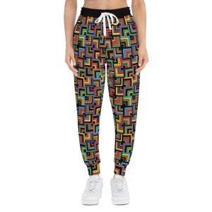 Multi-Colored Retro Corner Block Geometric Print Athletic Joggers (S.e.P.T.™)