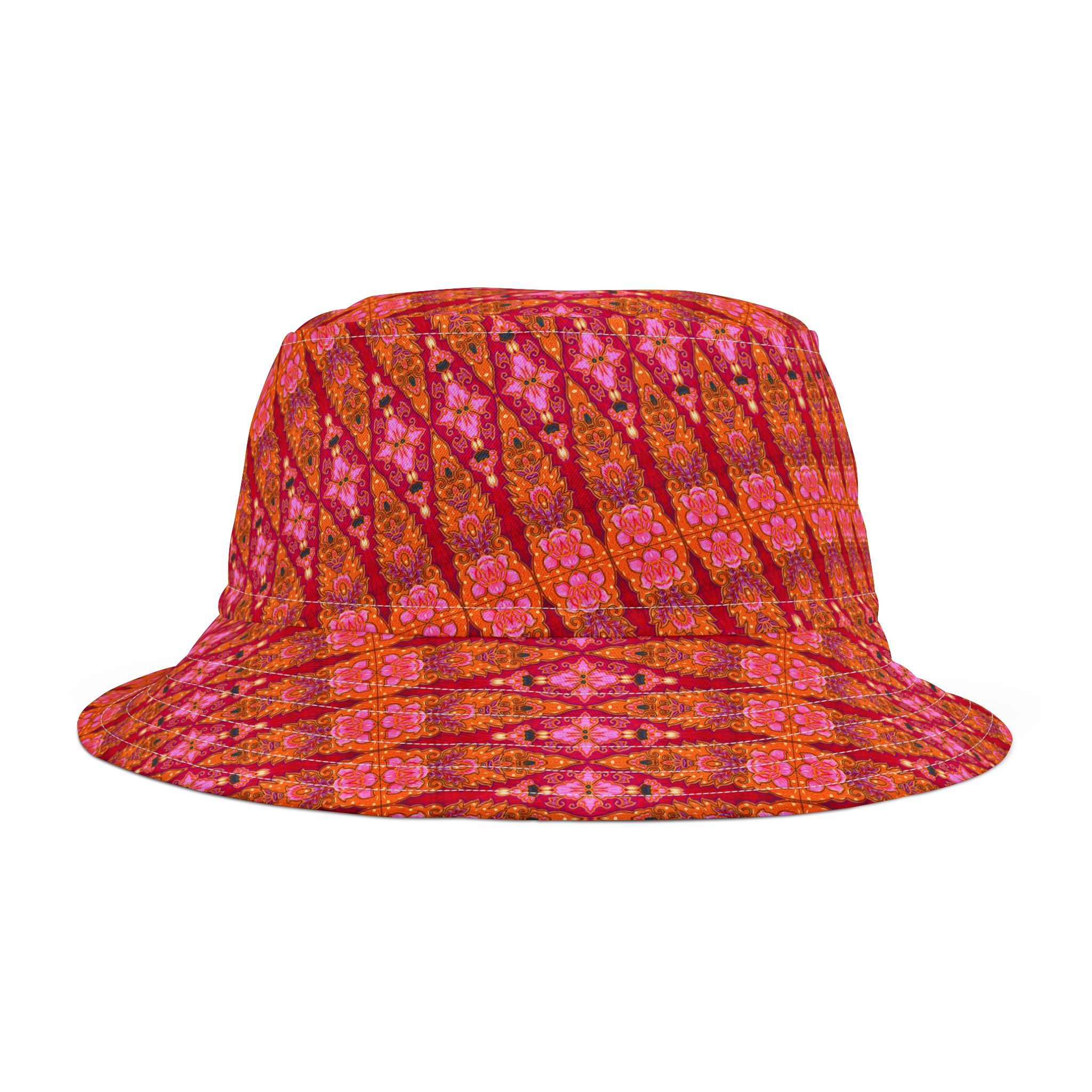 Bohemian Bright Fuchsia & Orange Geometric Bucket Hat (S.e.P.T.™)