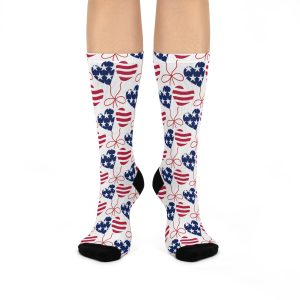 Stars & Stripes Heart Balloons Cushioned Crew Socks (S.e.P.T.™)