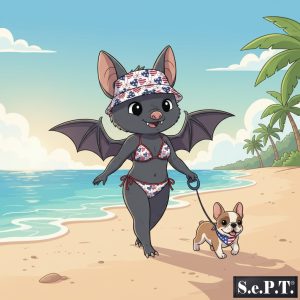 Betsy Bat™ & Frenchie at Beach (S.e.P.T.™)
