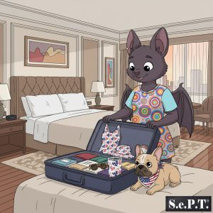 Betsy Bat™ & Frenchie In Hotel Room (S.e.P.T.™)
