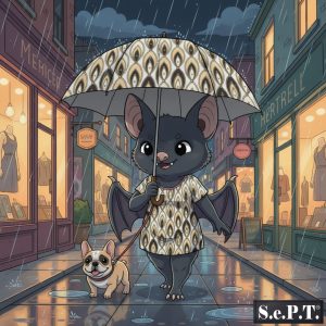 Betsy Bat™ & Frenchie Walking in Rain (S.e.P.T.™)