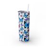 Butterflies (Design 7) - 20oz Straight Tumbler w/ Straw - Image 2