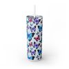 Butterflies (Design 7) - 20oz Straight Tumbler w/ Straw - Image 3