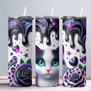 3D Cats (Design 10) - 20oz Straight Tumbler w/ Straw