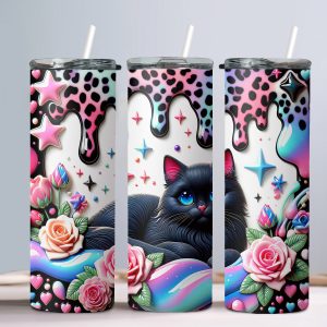 3D Cats (Design 14) - 20oz Straight Tumbler w/ Straw